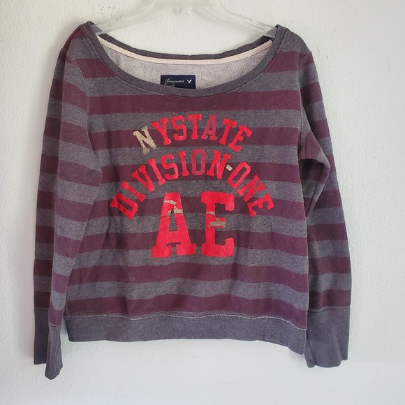 American Eagle Outfitters Sweaters - VTG American Eagle SweatShirt Womens Large Striped Pullover AE NYSTATE Division